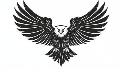 Obraz premium Vector illustration of eagle tattoo, sharp clean lines, bold symmetrical wings