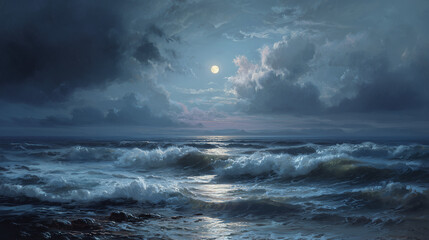 Obraz premium moonlight over ocean waves