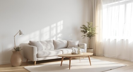 Cozy living room with sofa and coffee table.