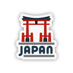 Iconic Japanese Torii Gate with Traditional Architecture and the Word Japan