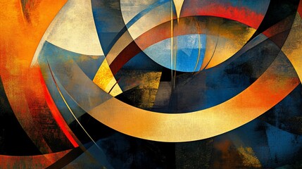 An intriguing abstract expressionist artwork with dynamic shapes and colors, blending modern aesthetics and classical painting techniques
