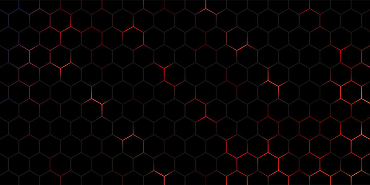 Vector illustrations of Bright glowing purple and blue hexagonal network pattern digital hi tech background. Eps10