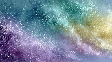 Fototapeta premium Pastel Blue, Purple, Lilac, Lavender, Green, Turquoise, Agua, Teal, Yellow, Beige, White Abstract Background. Soft Pale Light Color Gradient Ombre with Noise Grain and Metallic Foil.
