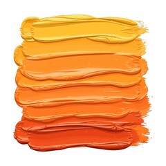 Obraz premium Abstract Layered Orange Yellow Paint Swatches Isolated on White Background Creative Acrylic Texture Concept for Artwork Colorful Blended Pigments Palette in a Stacked Design