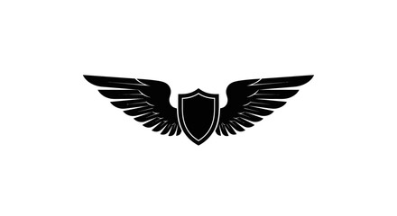 Black Winged Shield Emblem Icon Design.