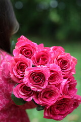 Roses in hands, free space, happiness, day