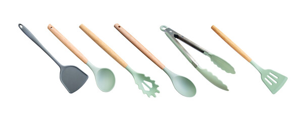 set of kitchen utensils isolated on white background