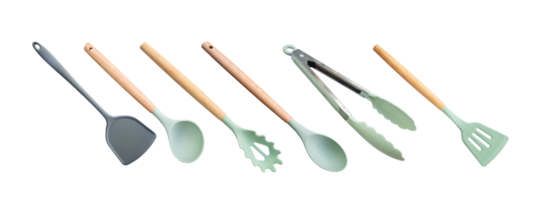 set of kitchen utensils isolated on white background