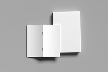 DL Brochure mockup with White blank A4 magazine Mockup isolated on white background 3D rendering