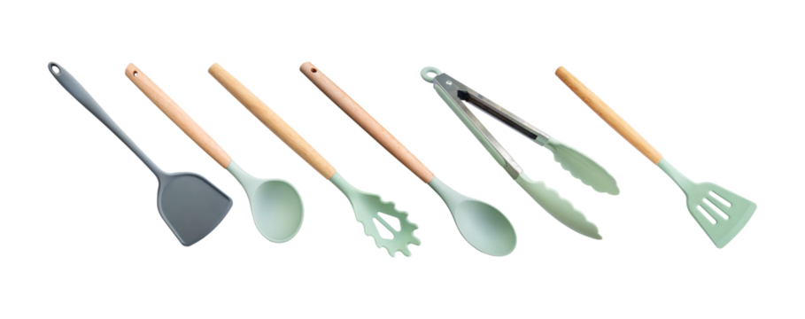 set of kitchen utensils isolated on white background