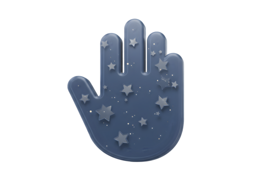 Isolated Illustration Of A Blue Hand With Stars Isolated On Transparent Background