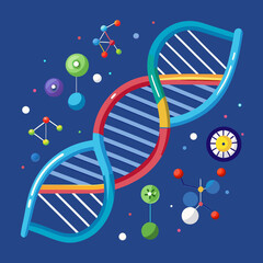 &ldquo;Vector illustration of DNA double helix with labeled nucleotides, molecular biology concept diagram&rdquo;