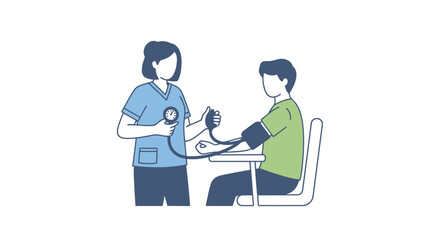Medical professional measuring patient's blood pressure in a clinical setting, Suitable for healthcare campaigns, medical education, or promoting wellness checkups.