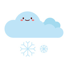 Snow Cloud Flat Vector Illustration