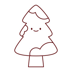 Flat Design Snowy Tree in Winter Landscape Illustration