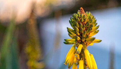 Close-up of yellow flower bud, soft background