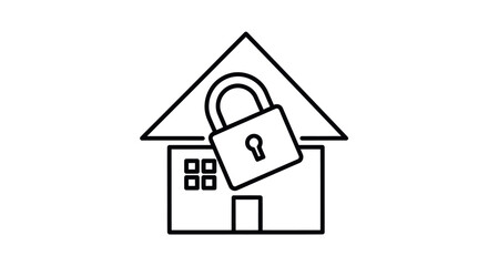 Simple Outline Illustration of a Locked House.