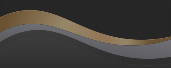 legant abstract design with curved layers in shades of black, gray, and gold overlapping.