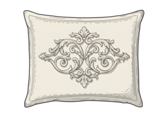 Isolated Illustration Of Beige Pillow With Decorative Ornamental Design