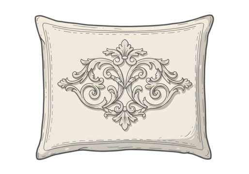 Isolated Illustration Of Beige Pillow With Decorative Ornamental Design