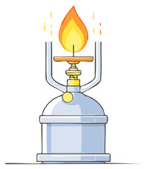 Obraz premium Cartoon illustration of a camping lantern with a flame