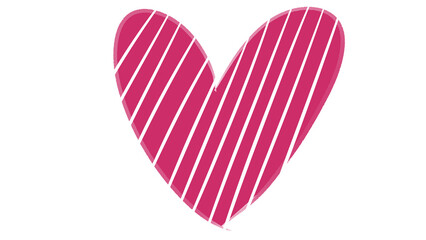 Striped pink heart on transparent background, heart design image, valentine symbol