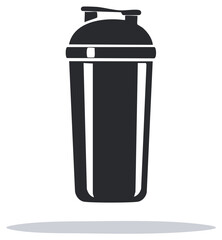 Fitness Shaker Bottle Vector Silhouette for Protein Powder or Supplement Mixes, Modern Icon for Gym and Workout Nutrition