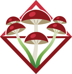 Mushrooms Arranged Triangle Pattern