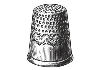 Isolated Illustration Of Metal Thimble For Sewing On Transparent Background