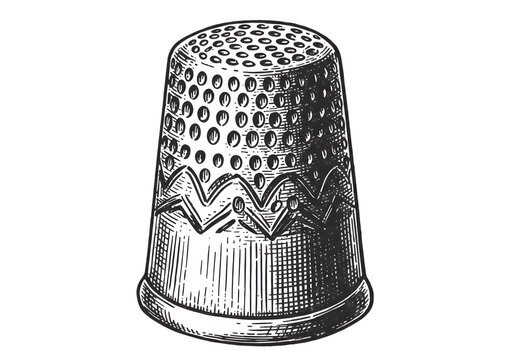 Isolated Illustration Of Metal Thimble For Sewing On Transparent Background