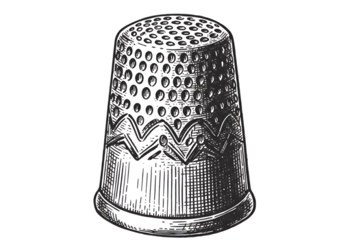 Isolated Illustration Of Metal Thimble For Sewing On Transparent Background