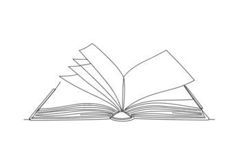 Isolated Illustration Of Open Book With White Pages On Black Background