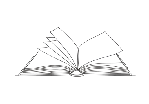 Isolated Illustration Of Open Book With White Pages On Black Background
