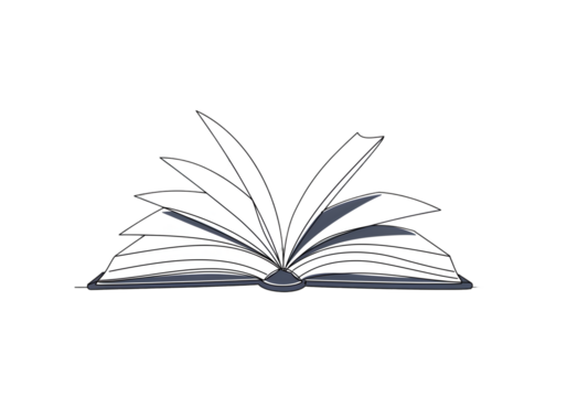 Isolated Illustration of Open Book with White Pages on Black Background