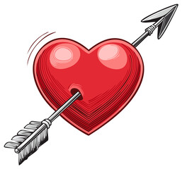 Heart pierced by an arrow for Valentine's Day or love concept