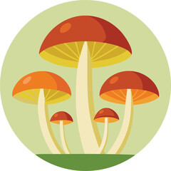 Mushroom Trio Arranged Circle Design