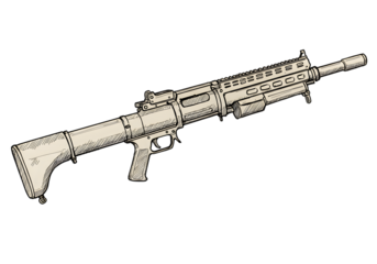 Isolated Illustration Of Rifle With Beige Color And Transparent Background