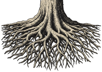 Isolated Illustration of Tree Roots With Transparent Background