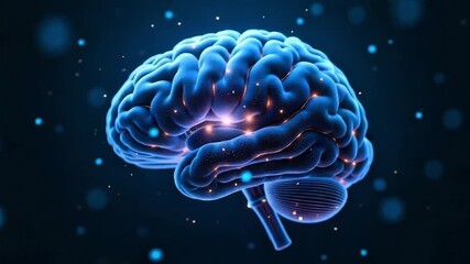 3D animated brain with glowing connections showcasing neural activity and cognitive function - Powered by Adobe
