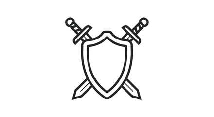 Obraz premium Crossed Swords and Shield Icon - Defense and Protection Symbol.
