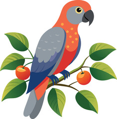Parrot Perched With Fruit Design