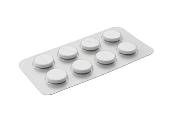 Isolated Image Of White Pills In Blister Pack With Transparent Background Photo