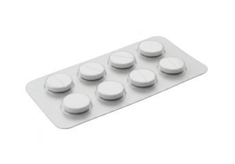 Isolated Image Of White Pills In Blister Pack With Transparent Background Photo