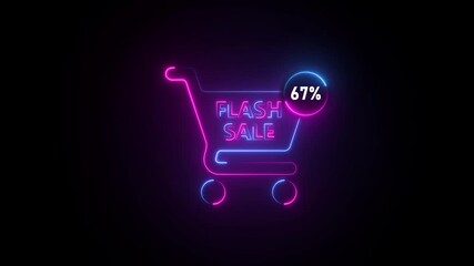 Neon shopping cart with flash sale and 67 percent discount - Powered by Adobe