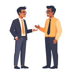 Pixelated Illustration of Two Men in Business Attire Facing Each Other Isolated on White Background