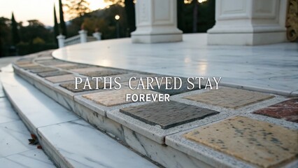 Elegant outdoor pathways with textured tiles in scenic setting