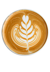 Isolated Latte Art on Transparent Background Photo of Coffee Drink