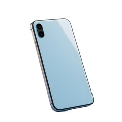 Isolated Light Blue Smartphone Back View with Camera and Glossy Surface 3D Illustration