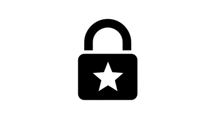 A simple black padlock icon featuring a white five-pointed star symbol in the center.