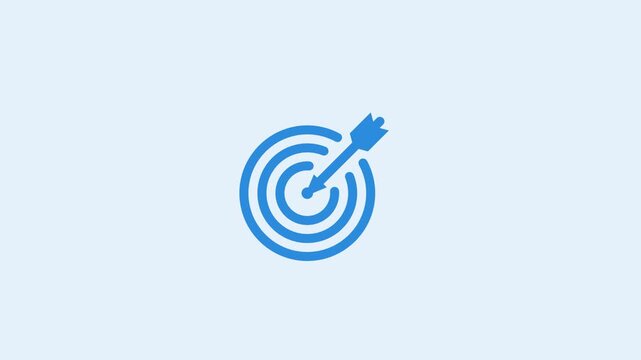 Target icon animation. Business accuracy, goal achievement, and focus concept icons showing precision, success, and direction. Modern motion graphics for marketing and sport themes.